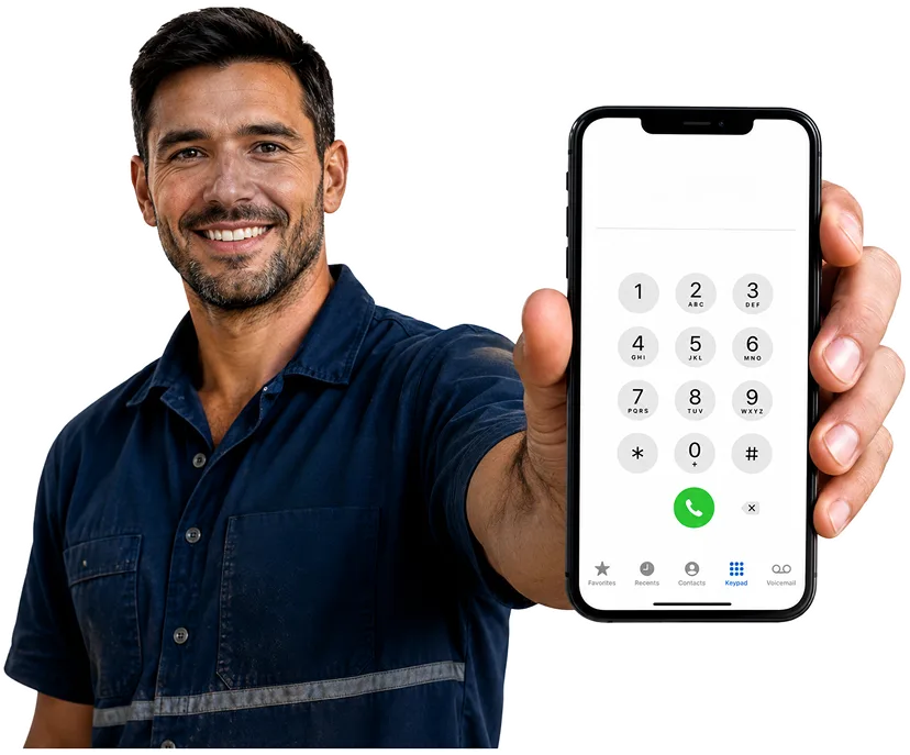 Plumber answering a Chifley enquiry by phone