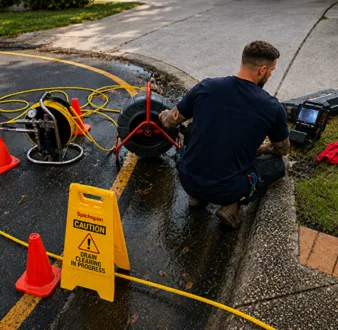 Repairing a burst drain pipe at a Chifley home